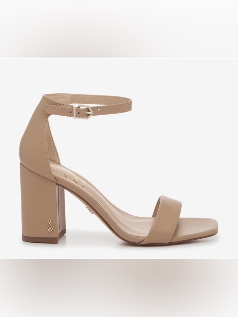Sam Edelman Daniella Leather Nude Block Heel